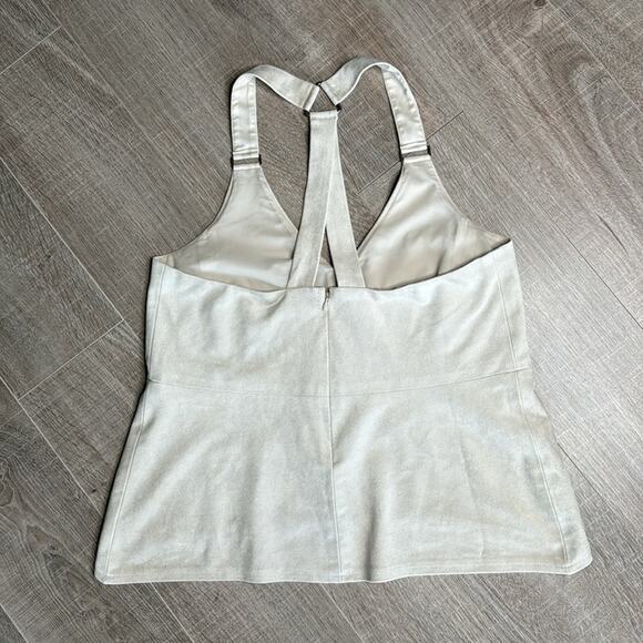 BCBG MAXAZRIA Cream Charlotte Faux Suede Strappy Tank Top Women’s - Picture 10 of 13